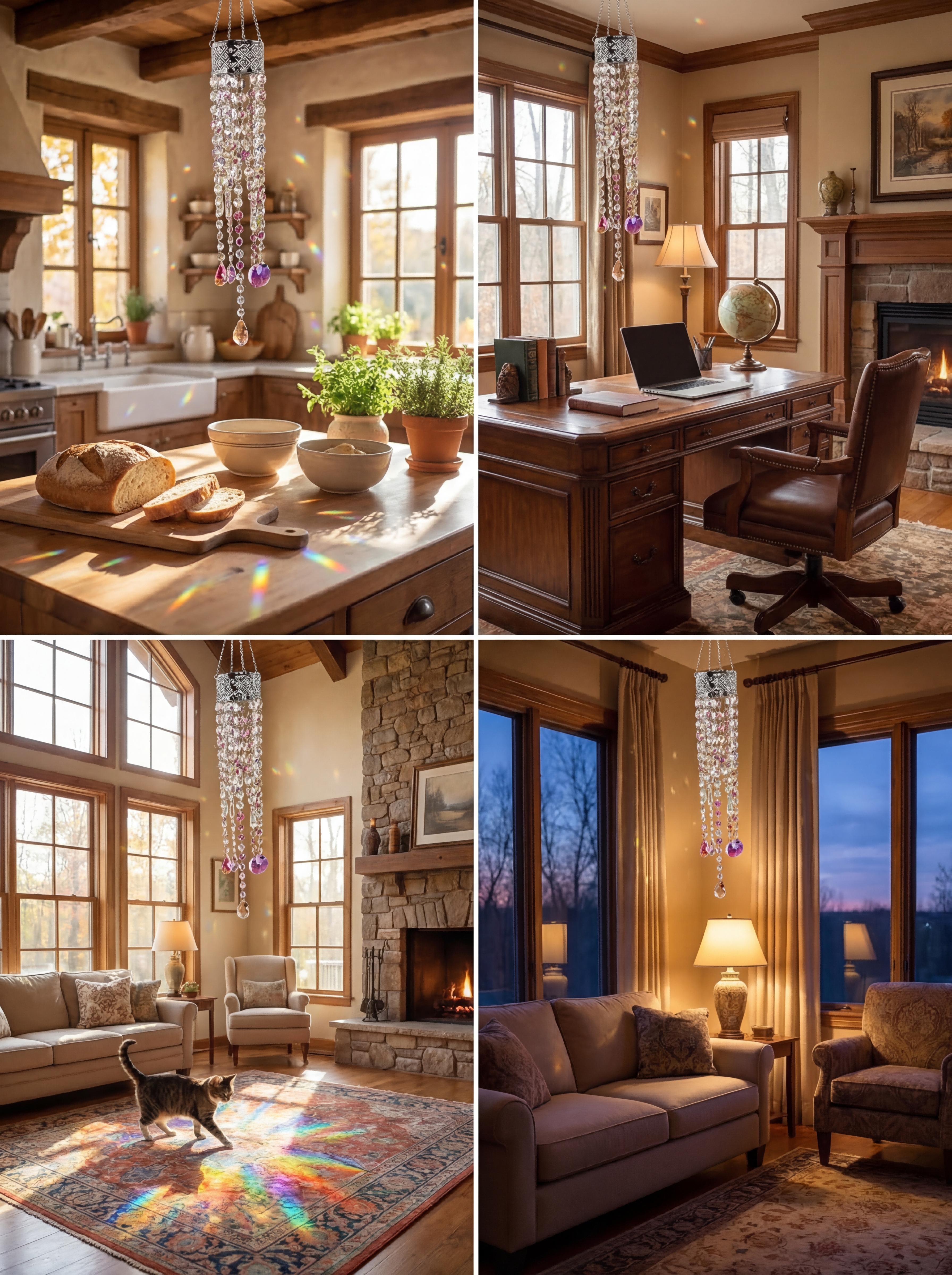 Crystal Sun Catcher with Silver flower Crown – Rainbow Maker Prism Decor, Handmade , Indoor Windows ,  french doors Durable Gift for Home Garden Wedding Blessings glass suncatcher wall art great gardening unique large memorial wind chime