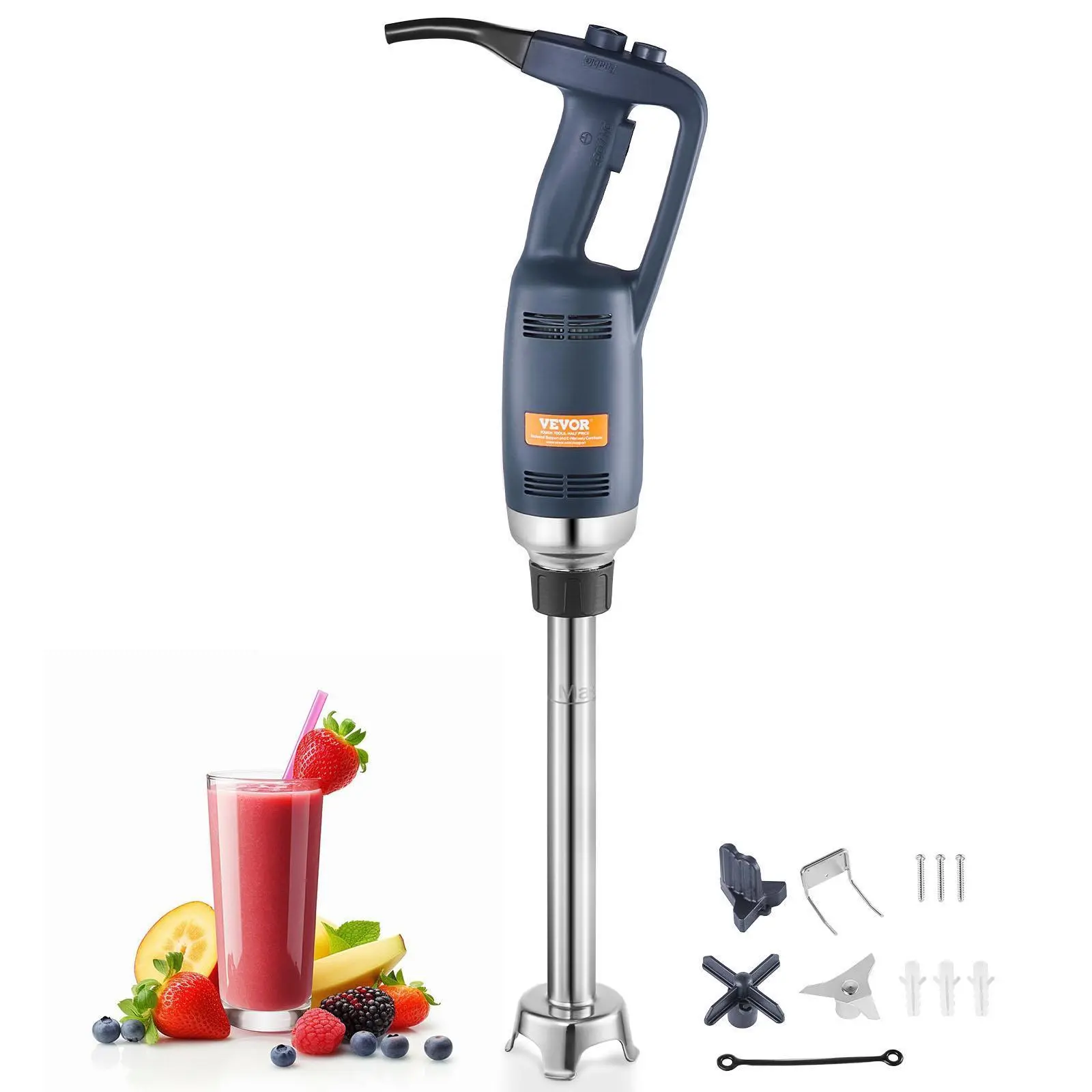 【Summerfinds】VEVOR Commercial Immersion Blender,  , 350W Heavy Duty Hand Mixer, 16 inch Stepless Variable Speed Mixer with Stainless Steel Blade, Multi-Purpose Portable Mixer for Soup, Sauces, Mashed Potatoes, Cream