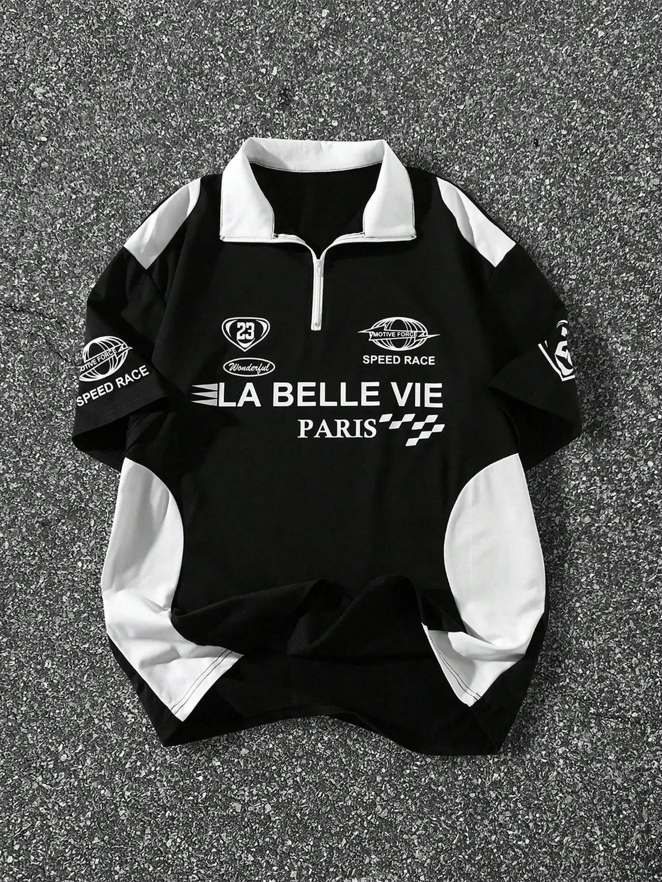 Men's Streetwear Racing Culture High-Street Speedrace Paris Letter Graphic Casual Printed Fitted Short Shirt, Vintage Style, Casual, Y2K Fashion, Gift for Men, Couple Matching, Best Fit Design