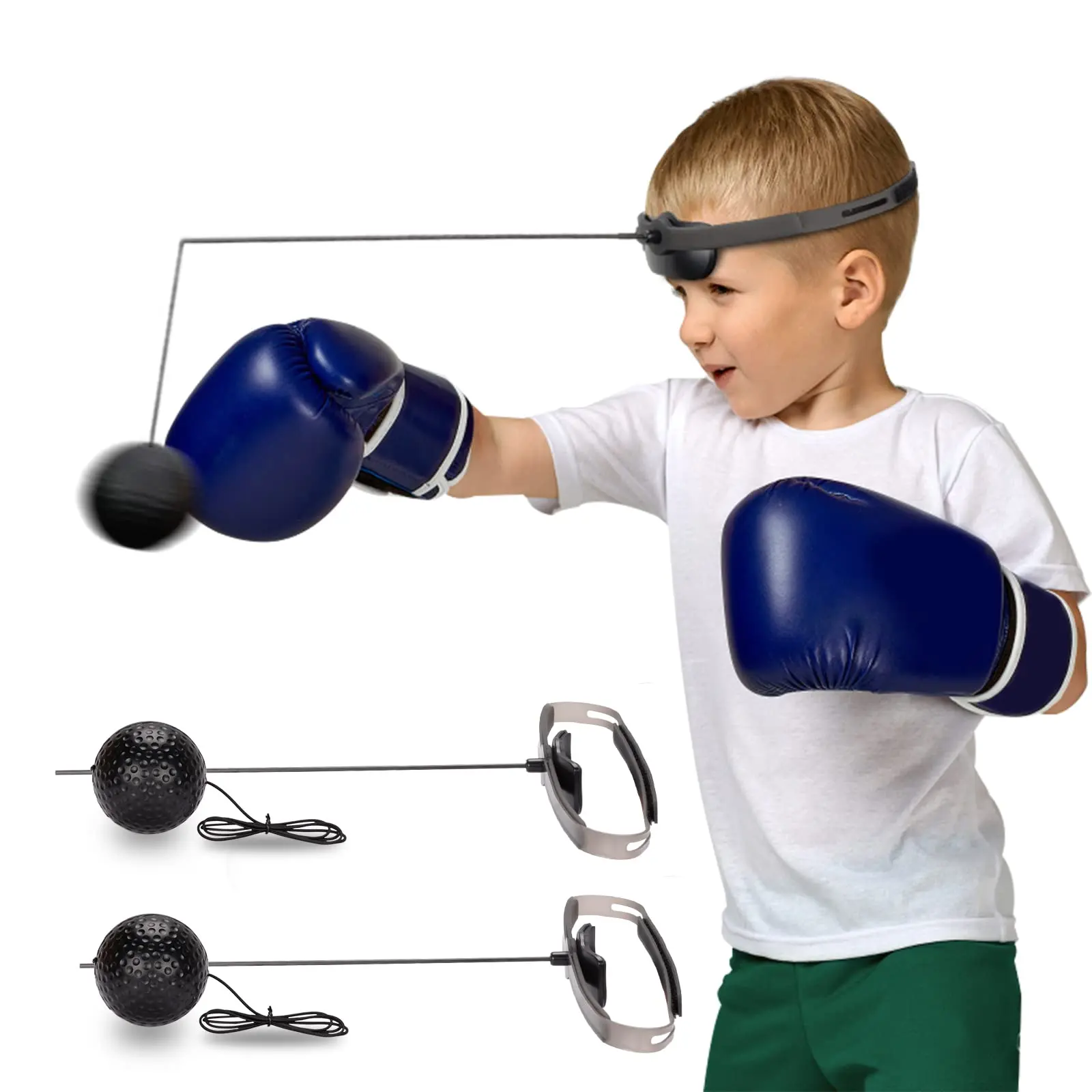 Hikeen Boxing Reflex Ball with Carbon Fiber Rod & Adjustable Silicone Headband, 2 Difficulty Levels - Training Gear for Adults & Kids to Improve Reaction Speed, Calorie Burning, Cardio Workout