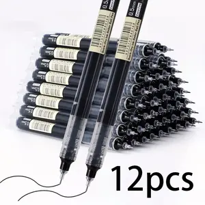 12pcs Quick-Dry Ballpoint Pens, 0.5mm Blue, Student Exam Homework Writing, School Office Stationery, Smooth Writing