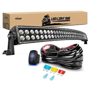 Nilight 54 Inch 312W Double Row Curved Black Spot Flood LED Light Bar | 14AWG Wire 5Pin Switch
