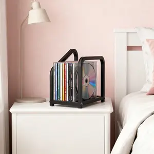 Minimalist Metal Vinyl Record Stand, Holds 15-40 Lps, Vintage CD/DVD Display Rack, Stylish Iron Storage Rack