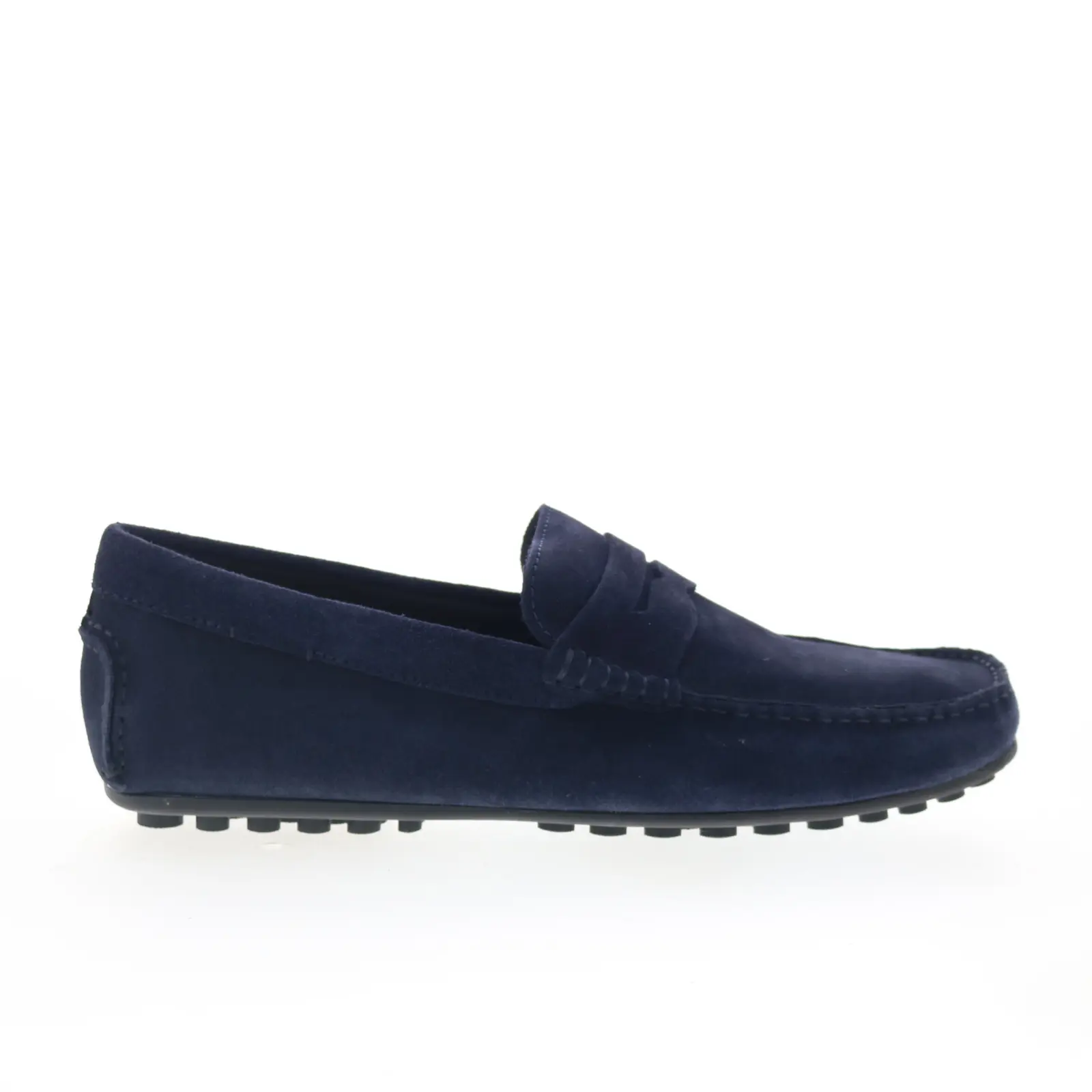 Aquatalia Lucca M110073 Mens Blue Suede Loafers & Slip Ons Moccasin Shoes