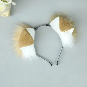 4 Types Handmade Halloween Simulated Faux Dog Ear Headband Comic Con Bendable Plush Dog Tail Cosplay Realistic Animal Ears Props
