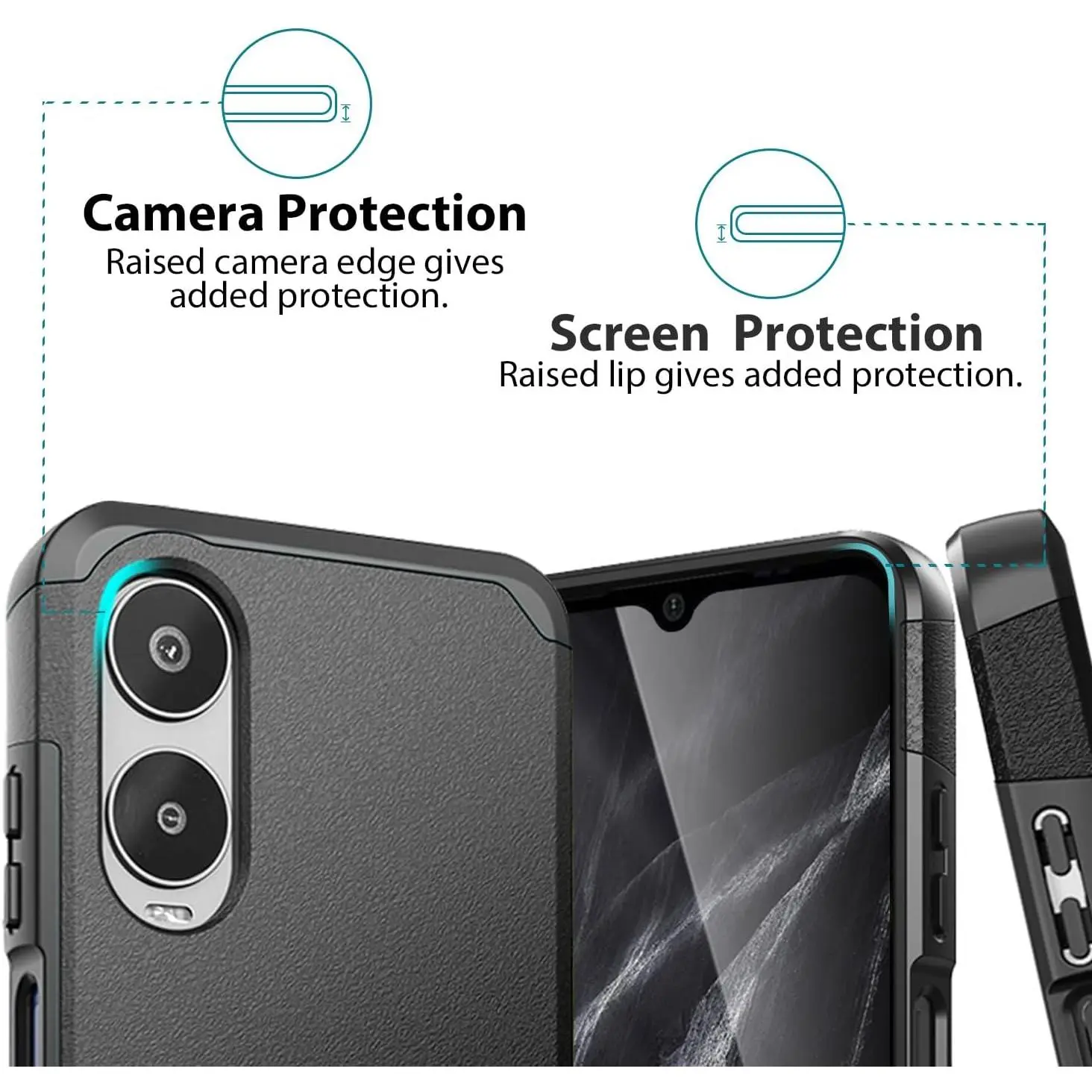 Compatible with Cricket Icon 6 (SL219C) Case, AT&T Verge (SL219A) Case,  with Tempered Glass Screen Protector, Dual Layer Hybrid Support Shockproof  Heavy Duty Protection Phone Case (Black) - TikTok Shop