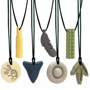 Chew Necklaces for Sensory Kids 7 Packs Children Adults Autism ADHD Chewy Necklace Sensory Teether Silicone Teething Boys and Girls Anxiety Relief to Reduce Fidgeting Stress Oral Fixation