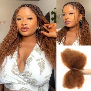 QVR Affordable Afro Kinky Bulk Human Hair Auburn Color For Braiding DreadLock