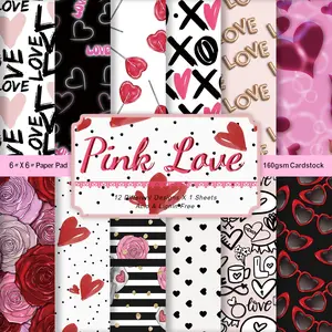 12pcs Valentine's Day Love Theme Scrapbook Paper, Scrapbook Materials, Romantic & Love-Inspired Designs, Holiday Craft Cardstock for Album Backgrounds, Crafting, Origami, Card Making & Party Decorations, Creative Gifts