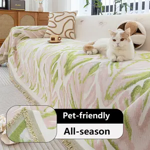 1pc Chenille Sofa Blanket, Full Coverage Plush Throw, Thick Non-Slip Seat Pad Cover, All-Season Universal Couch Sheet