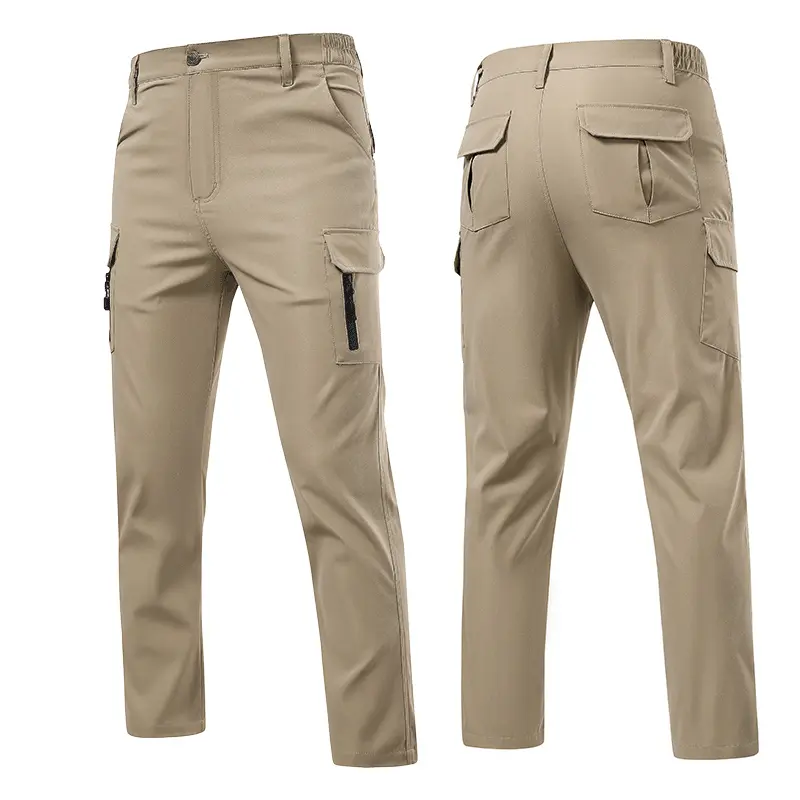 Men's Casual Commuter Cargo Pants - Polyester, Stretchable, Comfortable, Functional, Multi-Pockets, Durable Daily Wear for Outdoors, Work-to-Hiking Pants