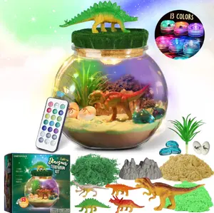 Dinosaur Terrarium Kit for Kids - Dinosaur Gifts for Boys - Christmas Birthday Gift for Boys Ages 4 5 6 7 8-12 Year Old - DIY Dinosaur Toys for Boys - Arts and Crafts Kit for Kids