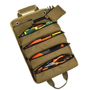 Portable Foldable Tool Bag, Lightweight Durable Multi-Pocket Organizer for DIY Woodworking Apron, Outdoor Camping, Car Repair & Assembly Tool Kit with Hammer & Wrench Storage.