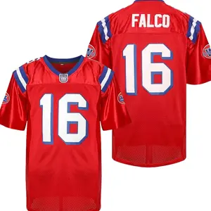 FALCO #16 Men's Red Football Jersey - Authentic, Lightweight & Breathable Polyester, V-Neck, Short Sleeve Sports Uniform for Team Sports Polyester Fabric Christmas gifts