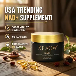 XRAOW NAD Supplement with Resveratrol NMN Alternative 30-Day Supply Advanced NAD+ Third-Party Tested for Quality and Safety Vitamin Healthcare Edible Fitness