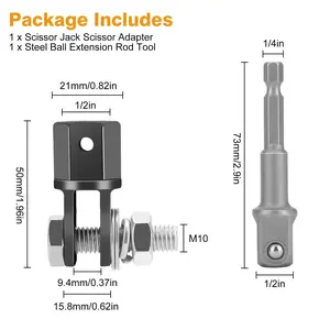 1/2 Inch Car Jacks Lifting Equipment Chrome Vanadium Steel Automotive Jack Drill Adapter Drive Impact Wrench Adapter Tool Use with Electric Drill Drive Impact