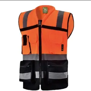 High Visibility Reflective Orange safety vest with multiple pockets (SEE SIZE INFORMATION ON DESCRITION SECTION)