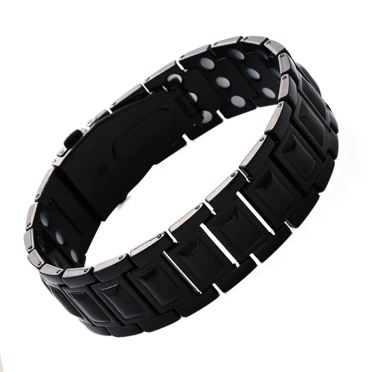 Men's 316L Stainless Steel Modern Tire Shape 3X Magnetic Bracelet - 2.1cm Width, 23cm Length, 3500 Gauss Neodymium Magnets, 105g, Premium Fold-Over Clasp, Durable Luxury Daily Wear Jewelry, Free Adjustable Size Tool, Supports Joint Health & Energy Balance