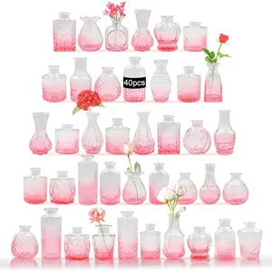 40 count Small Glass Bud Vases Set, Mini Flower Vases for Wedding Centerpiece, Table Decoration, Party & Festival  Decor, Bulk  Miniature Vases for Floral Arrangements,