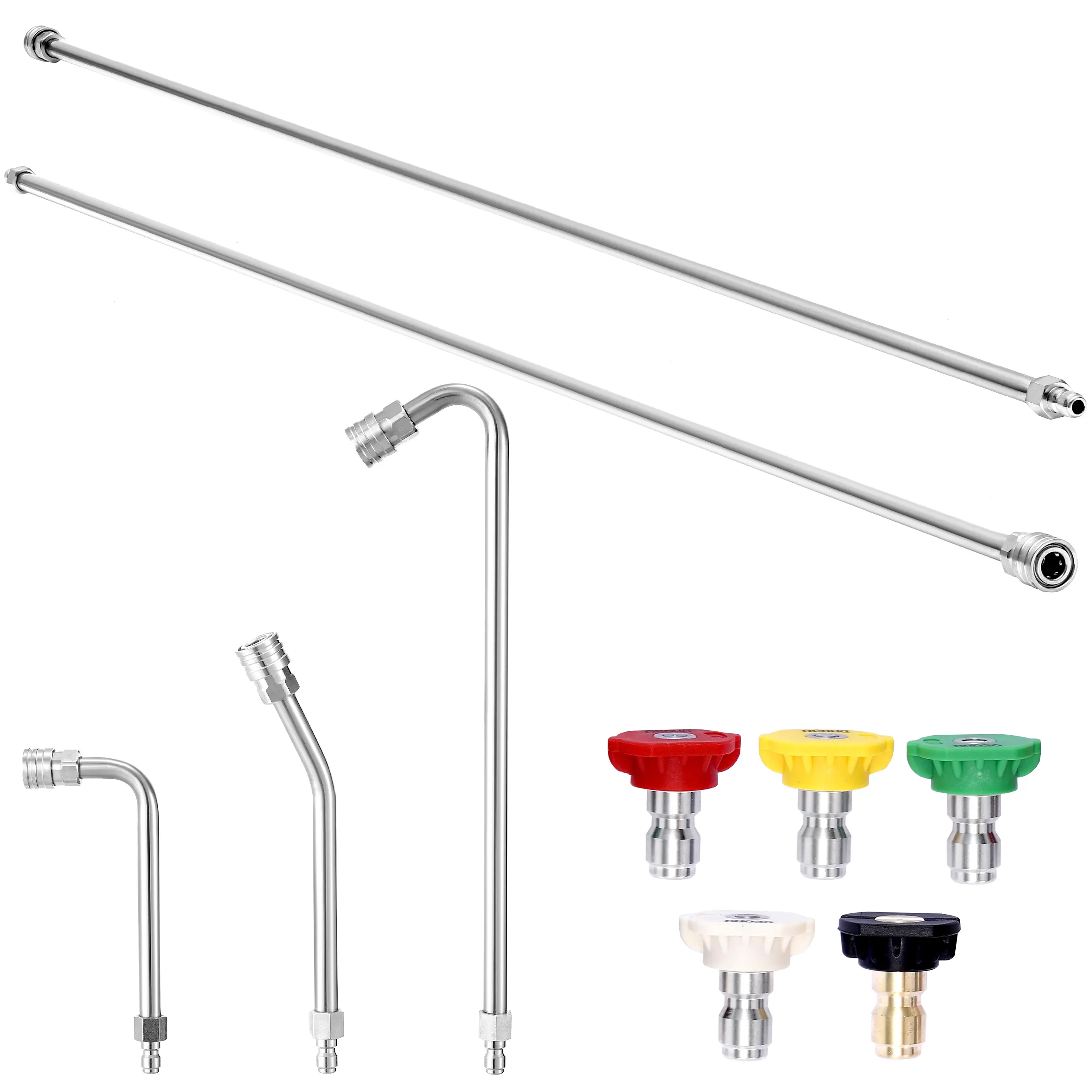 M MINGLE Pressure Washer Extension Wand - 120" Upgrade Power Washer Lance - Pressure Washer Accessories with 5 Nozzle Tips - 30°/90°/120° Curved Rod, 1/4" Quick Connect, DealsForYouDays