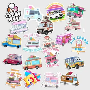 Sticker Pack 20 Ice Cream Truck Vinyl Sticker, Frozen Treats Street Food Decal for Cooler Laptop