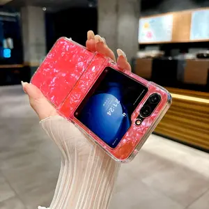 Shell Pattern Three-Piece Hinge Phone Case Cover Set for Samsung Galaxy Zflip7 Zflip6 Zflip5 Z Flip7 Z Flip3 4, Stylish Lightweight Design, Fashionable Accessory