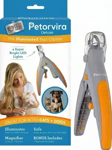 Petorvira Illuminated Dog & Cat Nail Clipper With LED Light & 5X Magnification for Safe, Precise Trimming | Pet Nail Cutter for Small & Large Breeds | Easy-to-Use Grooming Tool for Pets