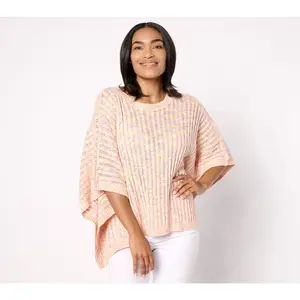 LOGO by Lori Goldstein Beach To Street Open Stitch Poncho