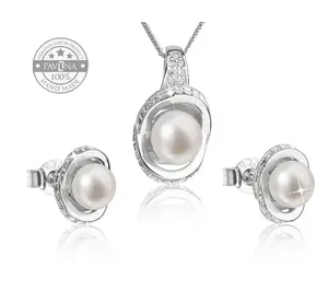 SKU: 29026.1 Freshwater Pearl Necklace and Earrings Set 925 Sterling Silver Jewelry, Gift for Women Bride Wedding Anniversary