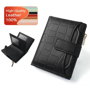 High-quality women's wallet, bi-fold minimalist wallet, zippered credit card compartment wallet, women's mini wallet with ID window.