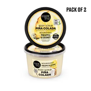 Organic Shop Coconut & Pineapple, Nourishing & Exfoliating Body Scrub, 100% Vegan & Organic, Daily Exfoliant, Detox & Moisturizer, Body, Face, Hand & Foot, Intensive Care & Skin Toning. 250ml. Pack of 2