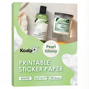 Koala Pearl Glossy Sticker Paper – Printable for Inkjet/Laser, 8.5"x11"