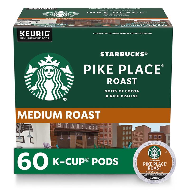 Starbucks KCup Coffee, Medium Roast Coffee, Pike Place Roast for Keurig Brewers, 100% Arabica, 6 boxes (60 total)