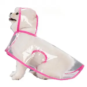Transparent Waterproof Dog Raincoat PVC for Small Medium Dogs Teddy Beagle XS 8XL Rainy Day Reflective Safety Hood Waterproof Windproof Clear Visibility Extra Safety