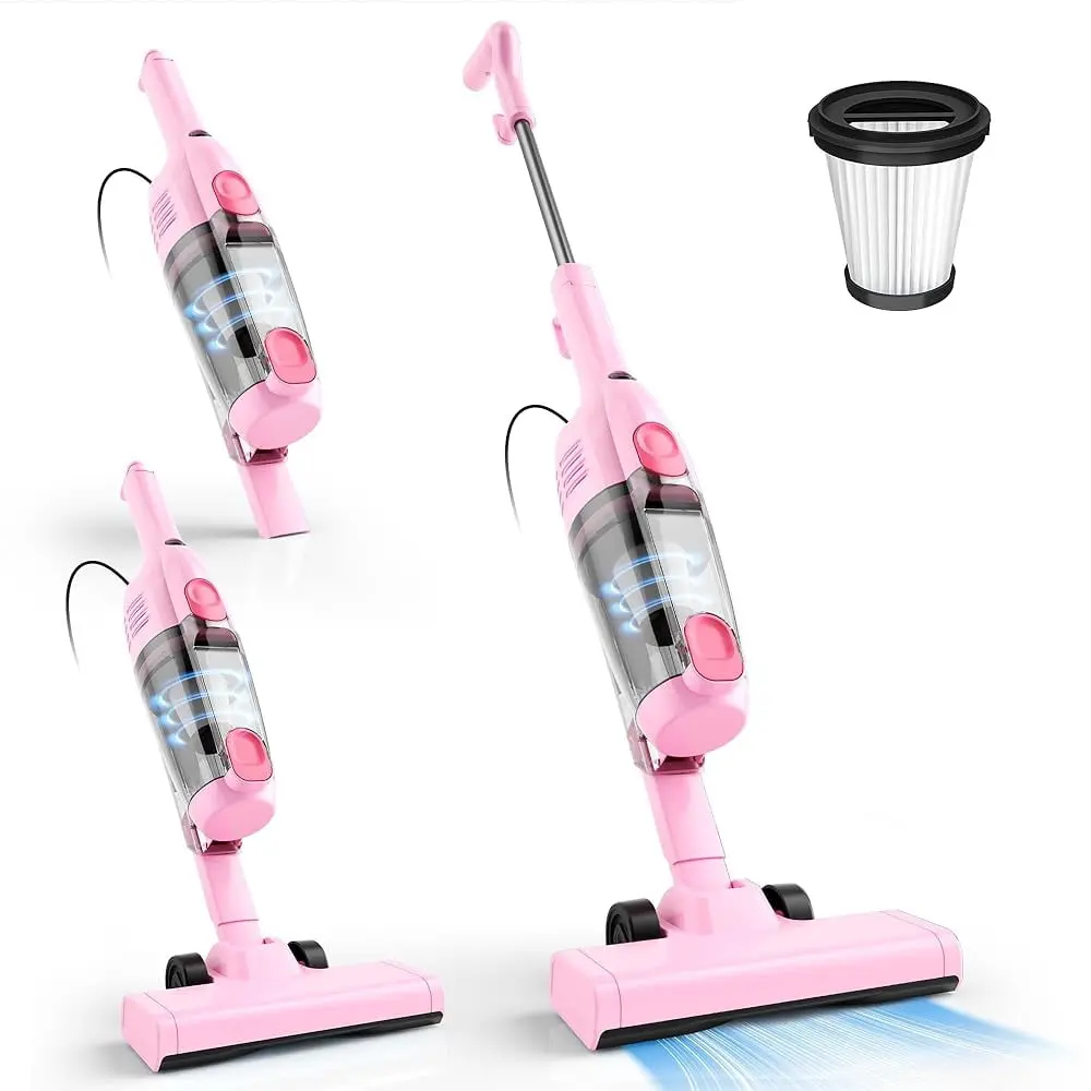 POWEART Corded Vacuum Cleaner, 22KPa Strong Suction Stick Vacuum, Lightweight 4.41lbs 2-in-1 Handheld Upright Vacuum with 16.4ft Cord & 0.9L Dust Cup for Hard Floor, Pet Hair