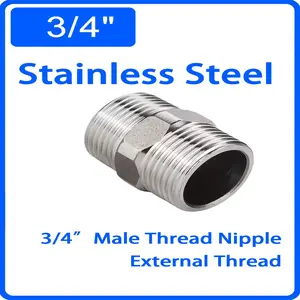 1/2/4 Pcs G3/4" Male Thread Stainless Steel Hex Nipple, Durable Pipeline Fitting, Ideal for Industrial & DIY Projects