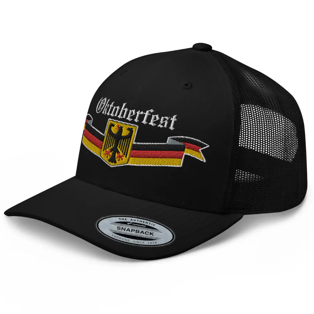 NG  Oktoberfest German Drinking Festival Embroidered Curved Bill Trucker Hat Mid Crown Adjustable Cap