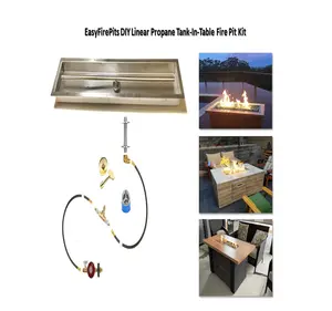 EasyFirePits DIY Linear Propane Tank-In-Table Gas Fire Pit Kit