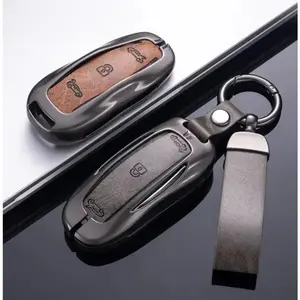 For Tesla Model3/S/X/Y Car Zinc Alloy Leather Key Case Cover Holder Protector Keychain Interior Accessories Key Case for Car