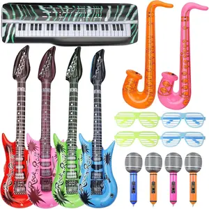 15 Pcs Inflatable Guitar Musical Instrument Balloons 70S 80S 90S Party Decoration Photo Props, Waterproof Pool Float Toy For Kids Adults, Carnival Birthday Summer Party Supplies Favors