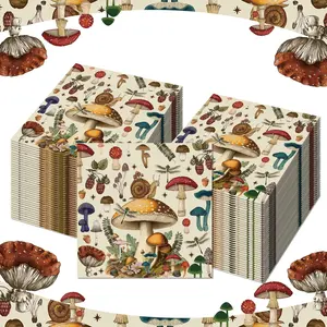 20/40 pcs Mushroom and Snail - Themed Disposable Napkins - 2 - Ply Paper, Suitable for Weddings, Birthdays and Celebrations