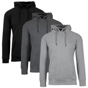 Men's 3 Pack Heavyweight Fleece Lined Zip & Pullover Hoodies Menswear Plain