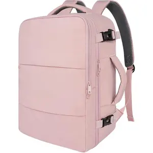 Women's Travel Backpack w/ USB Port & Shoe Pouch - TSA Approved, Fits 15.6" Laptop (Pink)