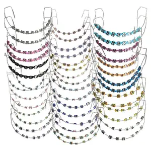 1PairColorfulTemporaryToothDecorationWithMetalWiresMetalBracketandOrthodonticLigatureTiesDentalFashionDecoration