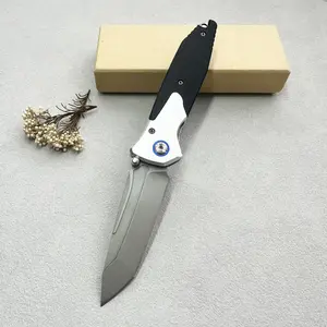 Outdoor Folding Knife D2 Steel Blade G10 & Aluminum Handle Portable Pocket Knife for Camping Hunting Fishing Perfect Gift