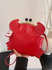 Women's Cute Crab Design Novelty Crossbody Bag, Fashionable PU Leather Shoulder Bag for Daily Used, Casual Trendy Versatile High-quality Daily Commuting Bag, Crossbody Shoulder Purses