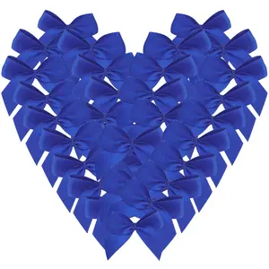Micomon 50pcs/bag 1.2-Inch&1.6-Inch Blue Color Mini Satin Ribbon Bows for Crafts American's National Day Memorial Gift Wrapping Accessories 7th of July DIY Gift Wrapping Accessories, Easter, Father's Day, Wedding Decorations