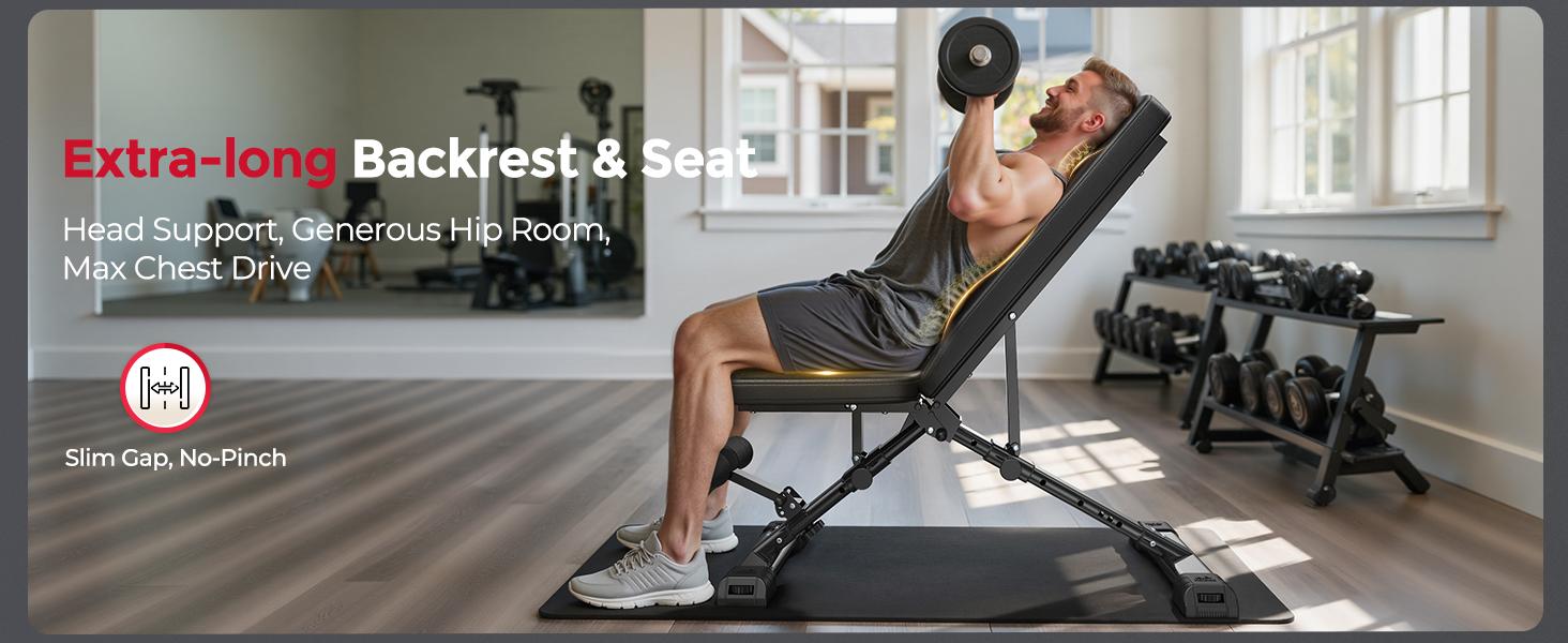 FLYBIRD Adjustable Weight Bench, ASTM-Certified 800LBS Workout Bench Foldable for Home Gym, 90° to -30° FID and 30in Extended Backrest for Bench Press Strength Training Exercise #SpringStatements