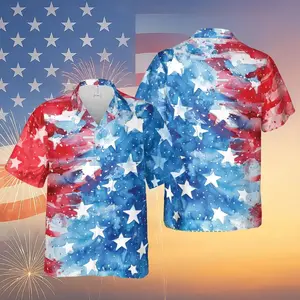 Retro American Flag Hawaiian Shirt, 4th Of July Hawaiian Shirt, Patriotic America Independence Day Hawaiian Shirt , 3D Hawaiian Shirt, Button Down, Summer Aloha Beach Farmer Gift