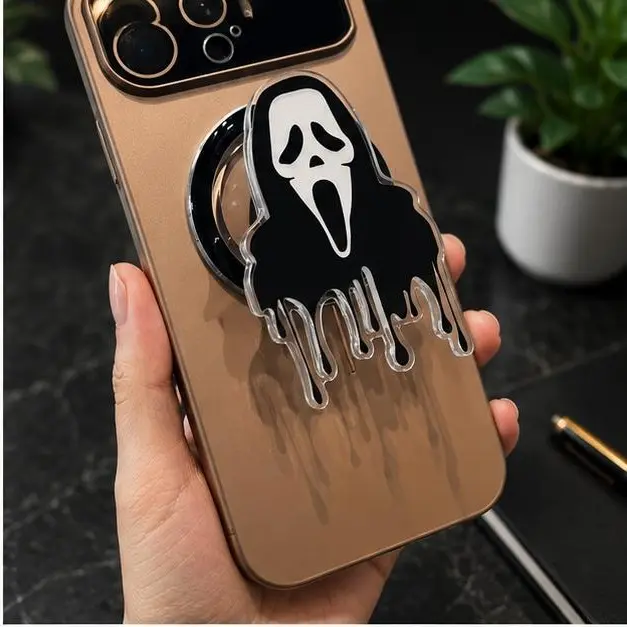 Spooky Ghost Mask Phone Grip Acrylic Griptok | Melting Scary Face Phone Socket Holder Halloween Movie Fans Gothic Gift
